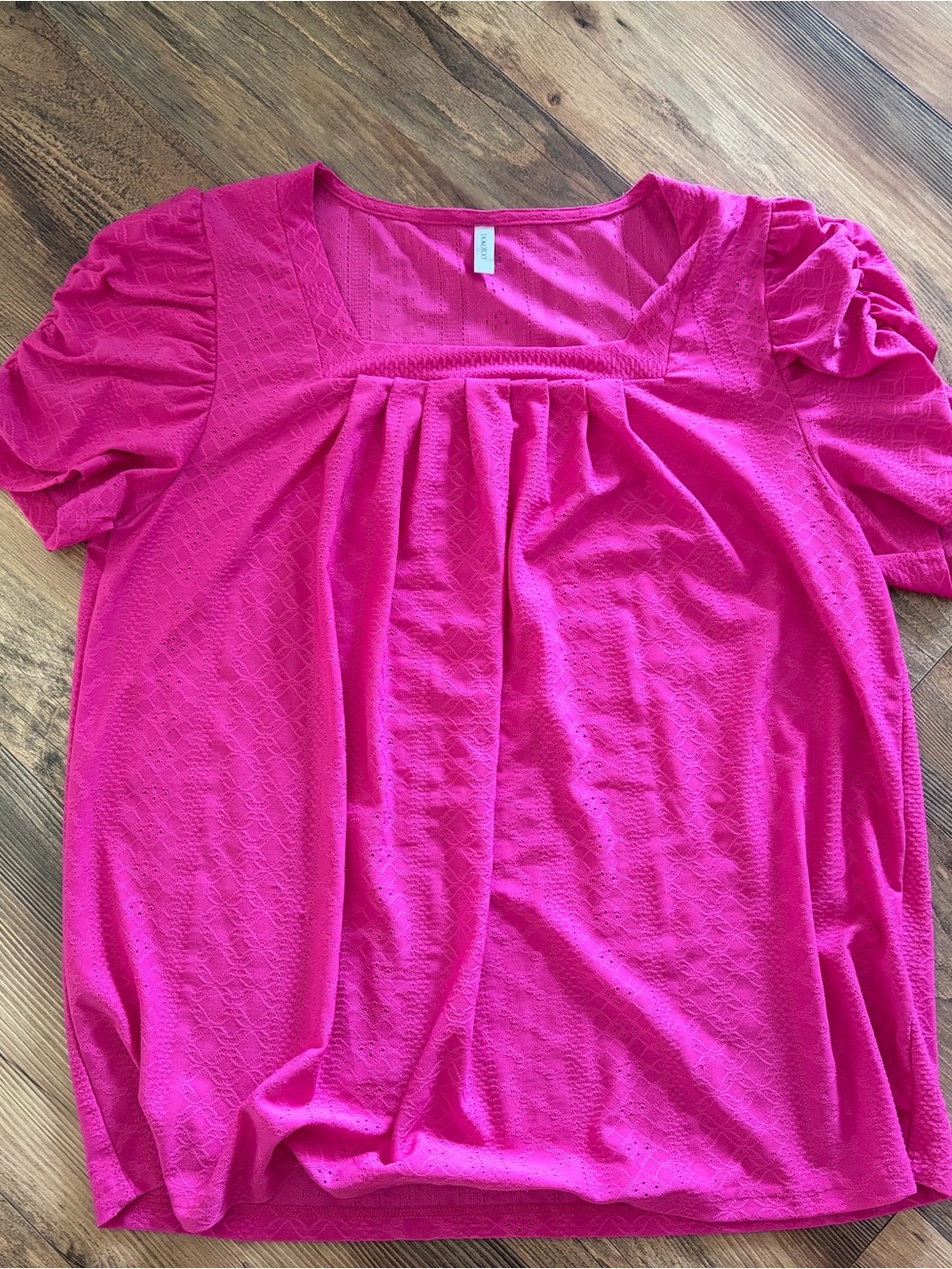 Women’s Square Neck Short Sleeve Blouse in Hot Pink